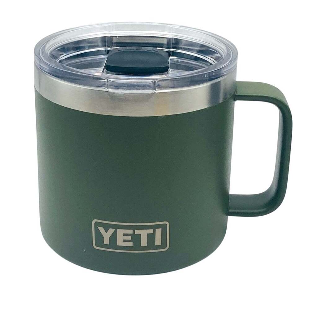 Yeti Camp Green Rambler 14oz Coffee Tea Mug w/ Mag Slider Lid - Stackable